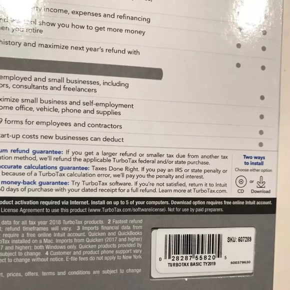 New Intuit Turbotax Basic 2019 For Windows & Mac Sealed - Picture 3 of 6